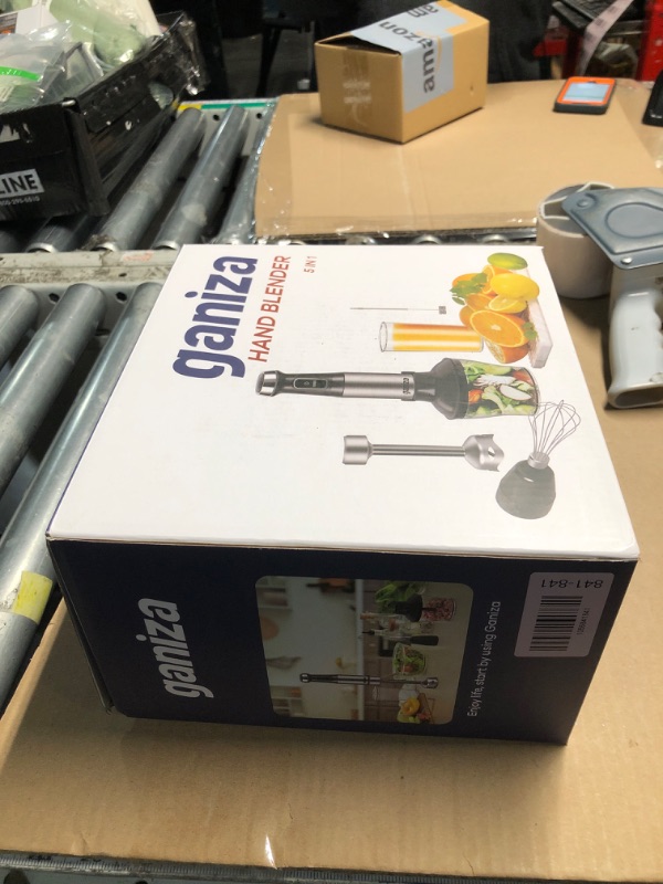 Photo 1 of ***MISSING PARTS***
Ganiza Immersion Blender 5 in 1 Hand Blender Max 1000W Heavy Duty Motor, 16 Speed Mode Handheld Blender Stainless Steel Blade With 800ml Mixing Beaker, 600ml Chopper, Whisk and Milk Frother