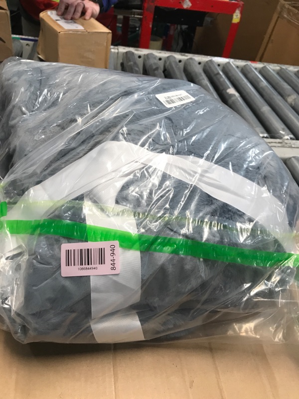 Photo 1 of (used) UGG Euphoria Faux Fur Throw Blanket, Oversized Soft Throw for Couch or Bed, Luxury Room Decor, Giftable Fuzzy Blankets, Machine Washable, 50-inch x 70-inch, Chambray Blue Grey