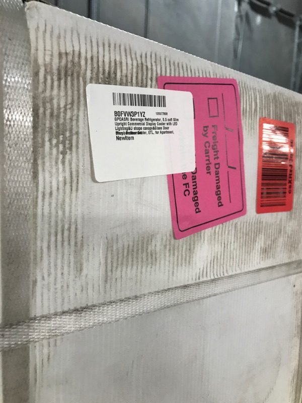 Photo 1 of ***FACTORY SEALED***GPOASRI Beverage Refrigerator, 5.5 cuft Slim Upright Commercial Display Cooler with LED Lighting&U shape canopy&Glass Door Merchandiser Cooler, ETL, for Apartment, Shop, Restaurant