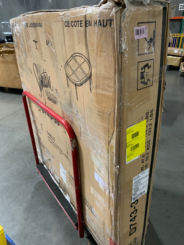 Photo 1 of ****Missing Leaf****
Signature Design by Ashley Realyn Oval Dining Room Extension Table, Seats 6, Antiqued 2-tone Finish, Wood, Distressed White