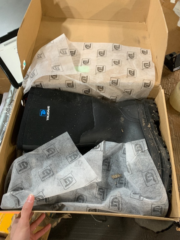 Photo 1 of ***(HEAVILY USED/ MINOR DAMAGE)***Trudave Rubber Boots for Men, Waterproof Rain Boots with Steel Shank & Reinforced Shell, 5mm Neoprene Insulated Knee mud Boots for Hunting Farming Fishing 14men/15.5women
