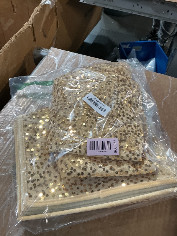 Photo 1 of ***(MINOR DAMAGE/ BENT COLLAR)***Mr. Pen- Sequin Christmas Tree Skirt and Tree Collar, 36 Inch Sparkly Base Cover, 24.8 Inch Foldable Sparkling Sequin Trees Skirt Collar, Gold Christmas Tree Skirt Gold Sequin Tree Skirt