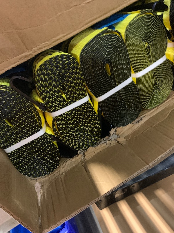Photo 1 of ***20 PACK***
VEVOR Winch Straps, 4" x 30', 6000 lbs Load Capacity, 18000 lbs Break Strength, Truck Straps with Flat Hook, Flatbed Tie Downs Cargo Control for Trailers, Farms, Rescues, Tree Saver, Yellow (20 Pack)
