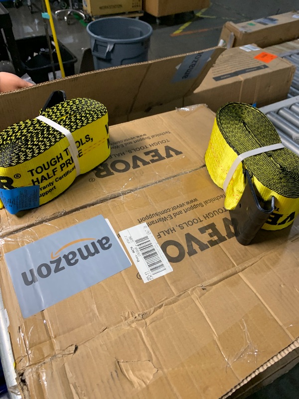 Photo 1 of ***20 PACK***
VEVOR Winch Straps, 4" x 30', 6000 lbs Load Capacity, 18000 lbs Break Strength, Truck Straps with Flat Hook, Flatbed Tie Downs Cargo Control for Trailers, Farms, Rescues, Tree Saver, Yellow (20 Pack)
