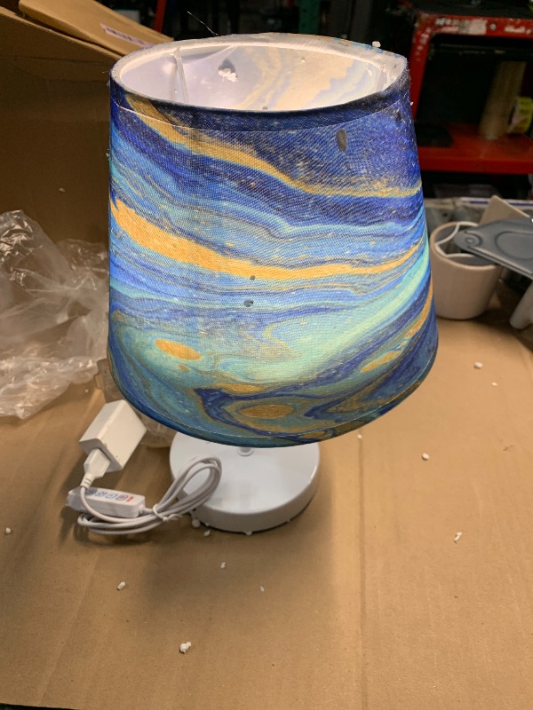 Photo 1 of ***STOCK PHOTO FOR REFERENCE ONLY***ETTASBIN Blue Gold Marble Bedside Table Lamp, Portable LED Desk Light USB Adjustable Brightness Nightstand Lamp with Non Slip Base & Eye-Friendily Lampshade for Home School Office Deco