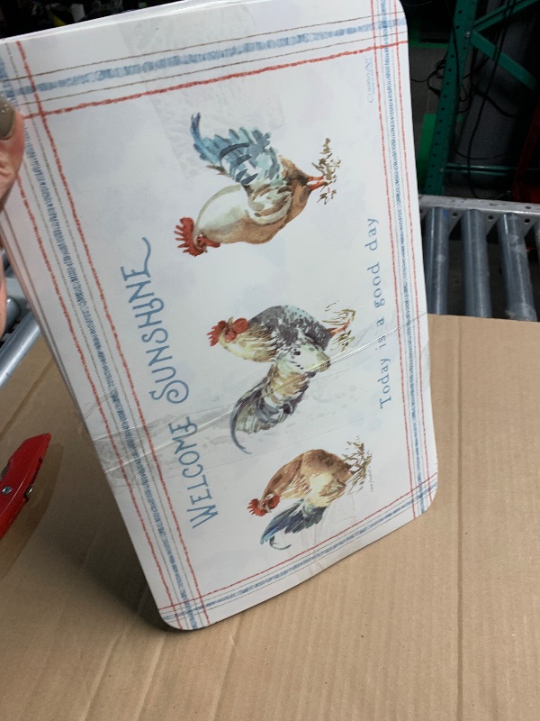 Photo 1 of ***Stock photo for reference only***
CounterArt Countryside Roosters 8 Pack Reversible Easy Care Flexible Plastic Placemats Made in The USA BPA Free PVC Free Easily Wipes Clean