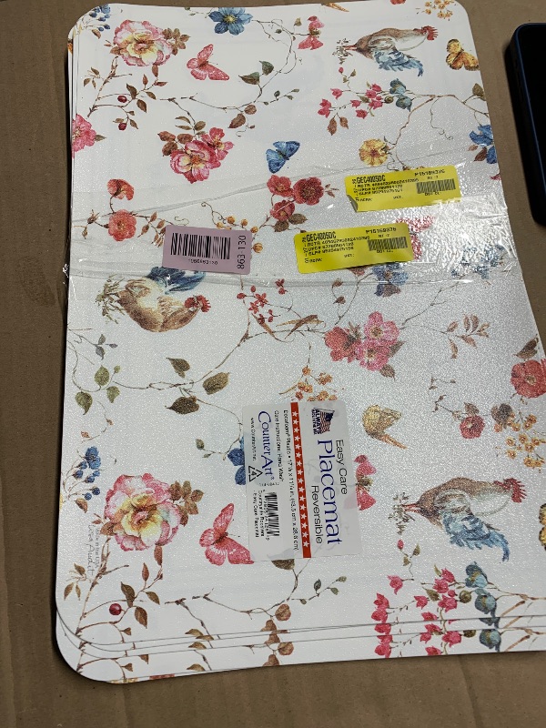 Photo 1 of ***Stock photo for reference only***
CounterArt Countryside Roosters 8 Pack Reversible Easy Care Flexible Plastic Placemats Made in The USA BPA Free PVC Free Easily Wipes Clean
