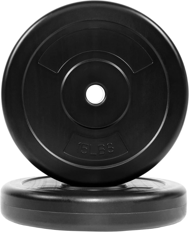 Photo 1 of (1 PIECE) 15 LBS Fitvids Vinyl Standard 1-Inch Plate Weight Plate for Strength Training and Weightlifting, 