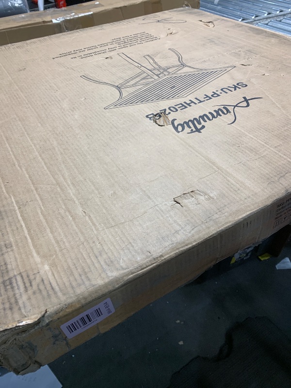 Photo 1 of 37" Black Patio Outdoor Dining Table Metal Steel Slat Square Bistro Table for Porch Deck Garden Backyard Poolside, 1.57" Umbrella Hole