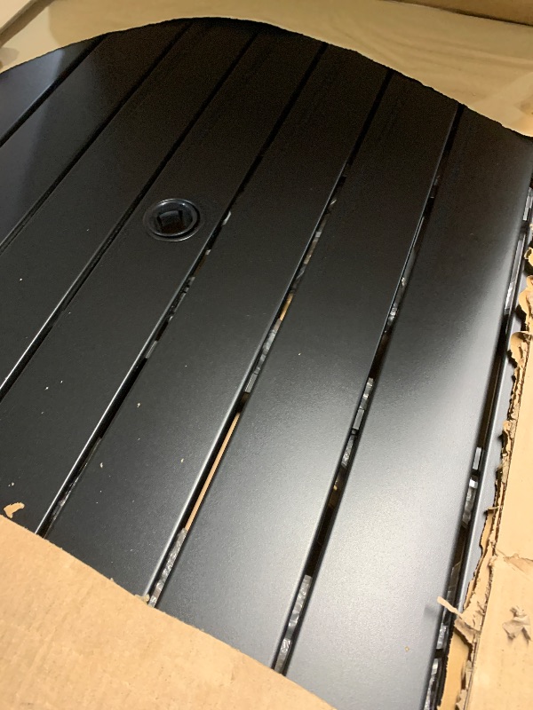 Photo 1 of 37" Black Patio Outdoor Dining Table Metal Steel Slat Square Bistro Table for Porch Deck Garden Backyard Poolside, 1.57" Umbrella Hole