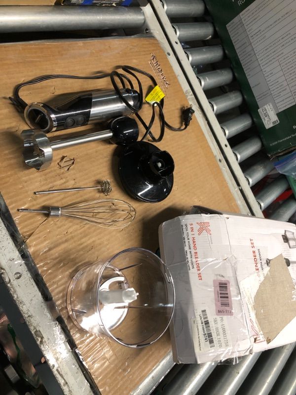 Photo 1 of ***MISSING ITEMS*** KOIOS Upgraded Immersion Blender Handheld, 1000W 12-Speed 5 in 1 Hand Mixer Stick Blender with 304 Stainless Steel Blade,Food Processor,Beaker,Egg Whisk&Milk Frother,Non-BPA,Smoothies Purée Baby Food