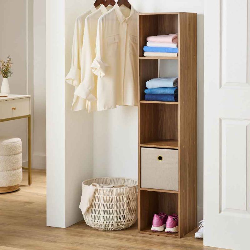 Photo 1 of ***MAJOR DAMAGE, SEE PHOTOS*** Mainstays 5 Cube Vertical Storage Organizer, Warm Walnut