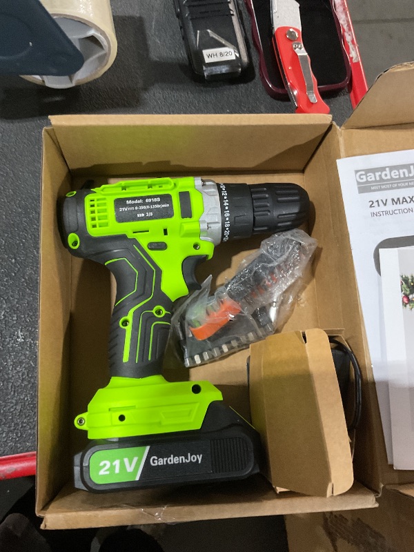 Photo 1 of ***MISSING PARTS***
GardenJoy 20v Cordless Drill Set, Power Electric Kit Battery With Charger 30Nm 2-Speed 3/8" Keyless Chuck 24+1 Torque Drill Driver screwdriver Bits with LED Electric Work Light for MEN DIY