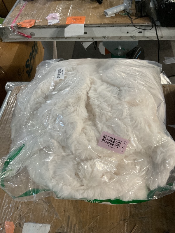 Photo 1 of ***(STOCK PHOTO FOR REFERENCE ONLY)***blunique Ultra Soft Cozy Faux Fur Throw Blanket, Fuzzy Plush Thick Blanket, Luxury Fluffy Blanket for Couch, Sofa, Bedroom, and Living Room, 50x60 Inches, Cream White