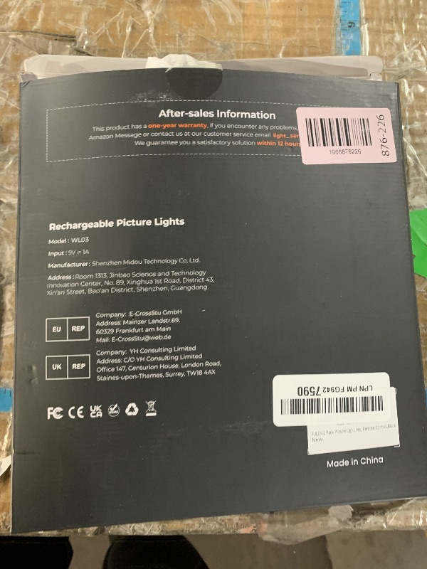 Photo 1 of ***MISSING PARTS***
FULEN 2 Pack Picture Lights for Wall,Battery Operated Wall Sconce Rechargeable,LED Wall Light Cordless with Remote,3 Color Temperature, Art Lights for Painting,Frame,Gallery,Dartboard Lights,Black