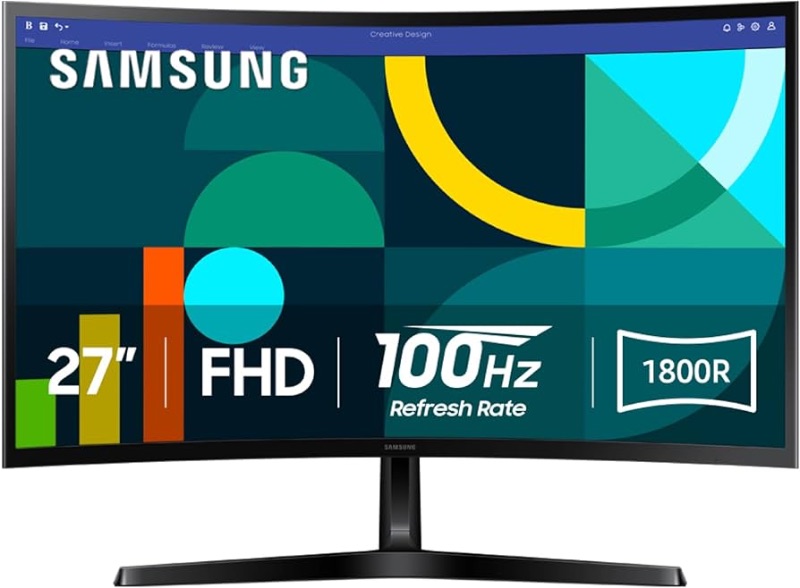 Photo 1 of *** PARTS ONLY *** Samsung 27" Essential S3 (S36GD) Series FHD 1800R Curved Computer Monitor, 100Hz, Game Mode, Advanced Eye Comfort, HDMI and D-sub Ports, LS27D366GANXZA, 2024