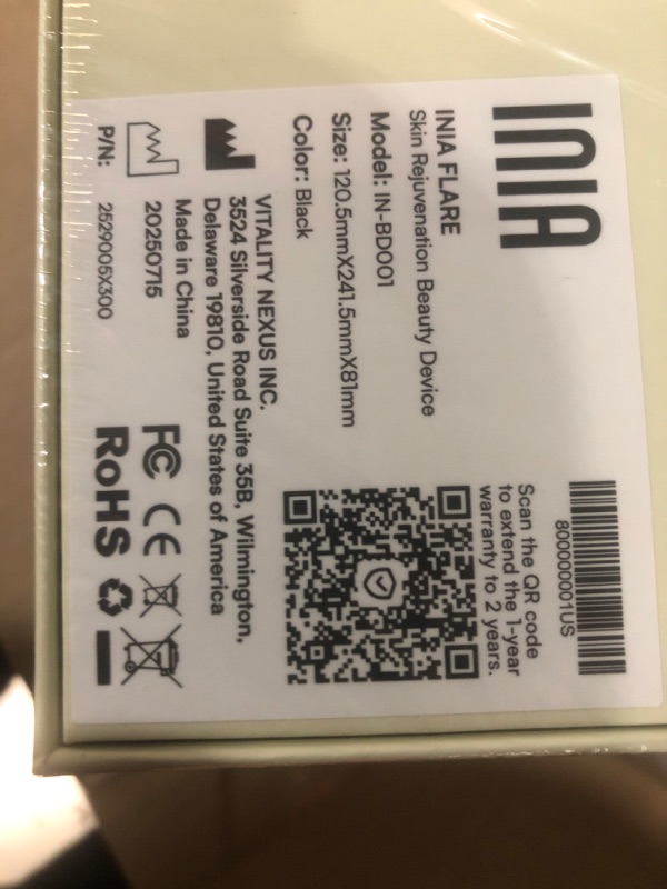 Photo 1 of ***FACTORY SEALED*** INIA 3-in-1 Red Light Therapy for Face and Neck Beauty Device for Puffiness & Skin Firming Skincare Tool (Black)