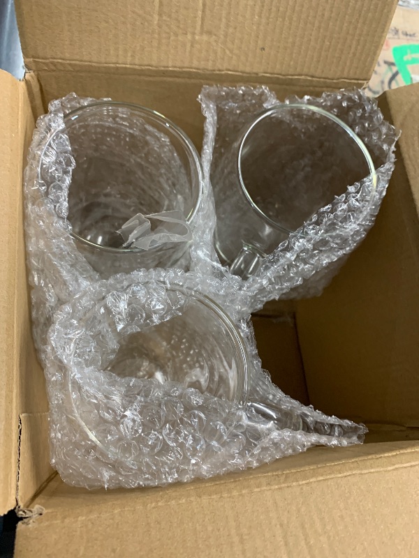 Photo 1 of ***(MISSING 1/ NOT A COMPLETE SET)***DINGPAl 15 oz Double Walled Glass Coffee Mugs, Set of 4 Large Double Wall Layer Coffee Mug Insulated Borosilicate Glass Cups with Handle and Spoon for Latte, Cappuccino, Espresso, Americano