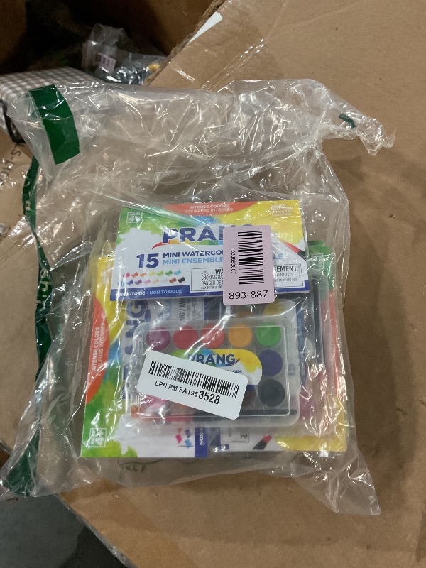 Photo 1 of ***(PARTIAL SET/ ONLY 12)***Prang Mini Watercolor Paint Sets, (Bulk Pack of 24) Palette Tray and Brush, 15 Assorted Colors, Art Party Favors, Prizes, Stocking Stuffers