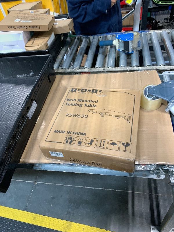 Photo 1 of ***Stock Photo May Be A Different Color*** TEAMIX Wall Mounted Folding Table, Black Floating Desk for Small Spaces, Drop Leaf Dining Table for Kitchen Fold Down Laundry Shelf with Heavy-Duty Brackets