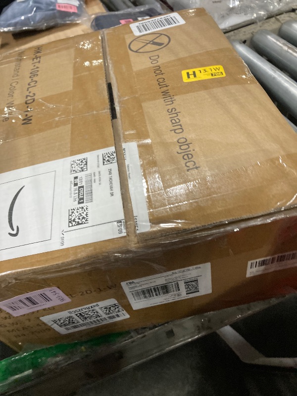 Photo 1 of **MISSING PARTS**
Furnulem Night Stand, Tall White Nightstand with 4-Tier Shelves, 2 PU Fabric Drawers and Light Tube, Bed Side Tables with Charging Station, Bedside Table for Bedroom