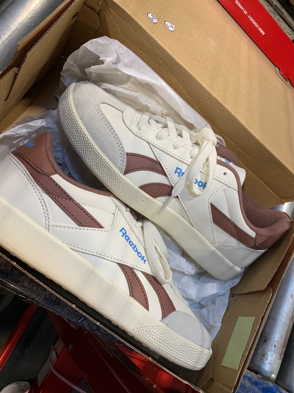 Photo 1 of ***USED**** Reebok Unisex Smash Edge Suede Sneaker, Chalk/Scorched Earth/Recovery Blue, 10 Women/ 8.5 Men