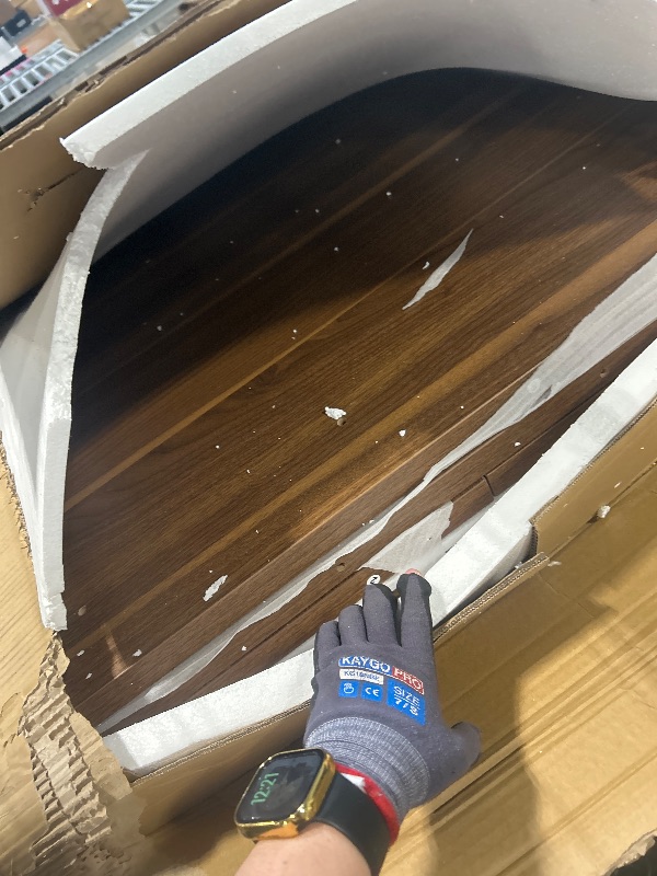 Photo 1 of *MISSING PARTS UNKNOWN*
LITTLE TREE 70.5-Inch Executive Desk, Large Home Office Desk with Storage Cabinet and Open Shelves, L-Shaped Computer Corner Desk, Workstation for Office Home, Walnut and Black