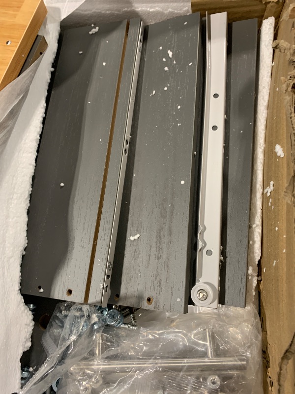 Photo 1 of **LOOSE HARDWARE INSIDE THE BOX** Shintenchi 3 Doors Farmhouse Sideboard Buffet Cabinet, 41" Barn Doors Buffet with Storage, Wood Coffee Bar Cabinet with Adjustable Shelf for Kitchen, Living Room,Grey