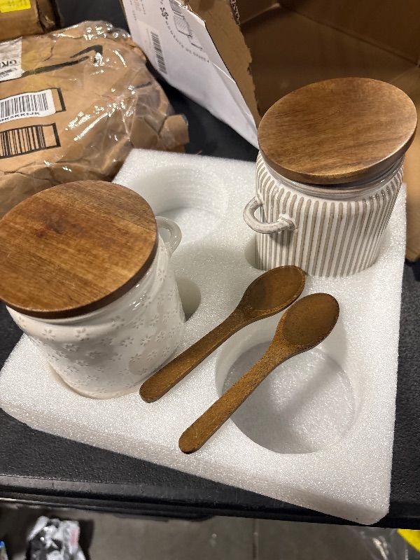 View 3 of ** ONLY 2**
getstar Canisters Sets for the Kitchen, 20 oz Flour Sugar Storage Containers, Ceramic Kitchen Canisters for Countertop Set of 4 with Airtight Lids and Teaspoons