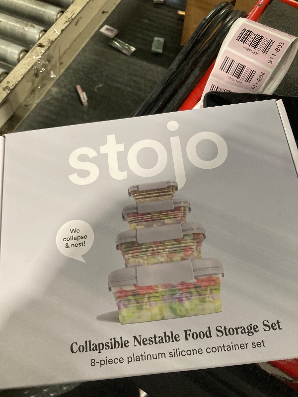 Photo 1 of Stojo Nestable Collapsible Food Storage Container -Set of 4, Eucalyptus- Leak-Proof Airtight Seal Made With Food Grade Silicone For Meal Prep, Lunch Box, Pantry Organizer - Microwave & Dishwasher Safe