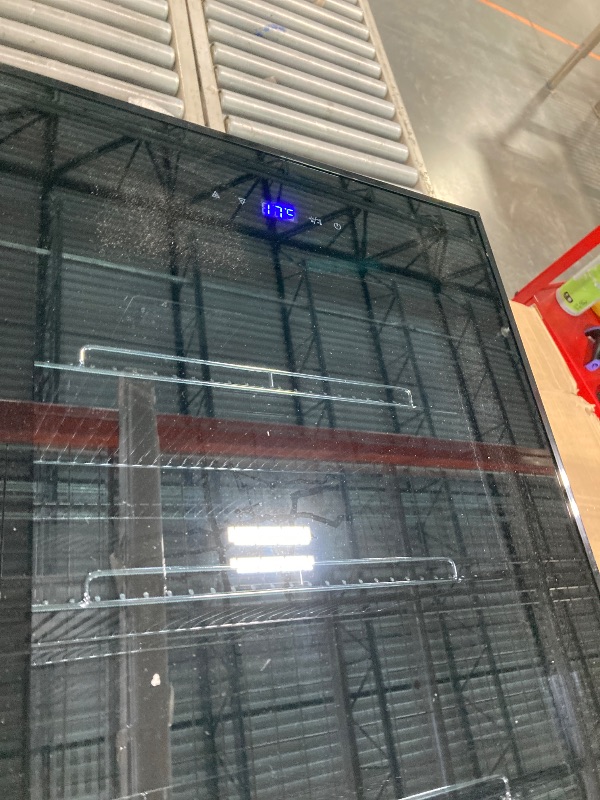 Photo 1 of 101 Cans Compressor Beverage Refrigerator, 17 Inch Drink Fridge with Glass Door, Adjustable Removable Shelves, Quiet Operation, Temp Memory, Beer Cooler for Soda, Beer, Water, Home Bar, Office