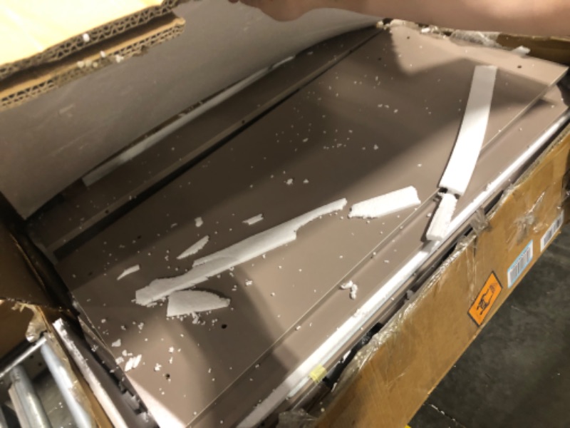 Photo 3 of Large Vanity Desk with 3 Color Touch Screen Dimming Mirror, Vanity Desk with Charging Station, Modern Retractable Makeup Dressing Table, Makeup Table With storage shelves and 5 Sliding Drawers, Grey