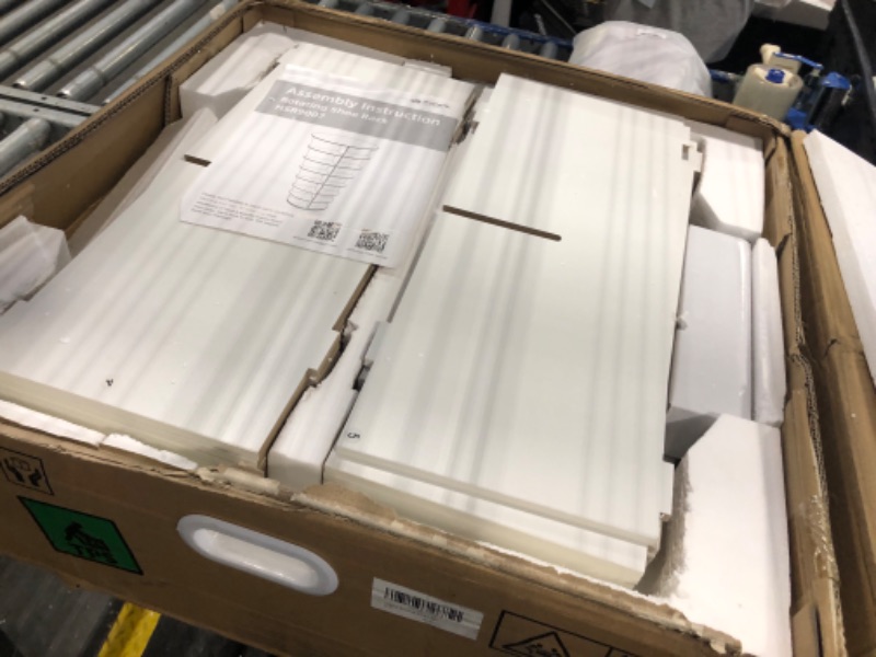 Photo 1 of Gujiam 7-Tier Rotating Shoe Rack Tower 360 with Wheels, 66.9in Spinning Shoe Tower, Revolving Shoe Rack, Shoe Carousel Closet Organizer, Free Standing Shoe Rack for Entryway Living Room Hallway White