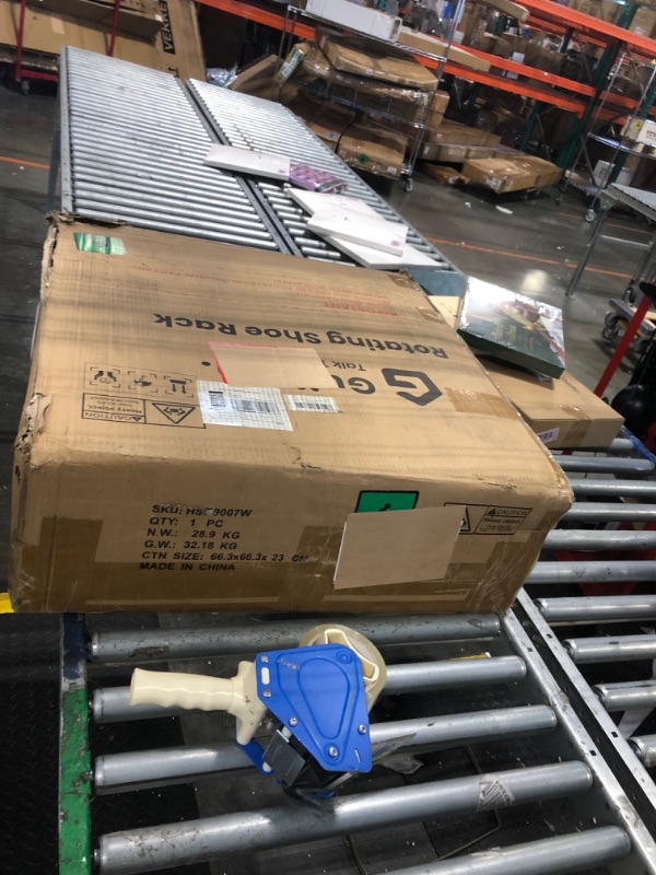 Photo 1 of Gujiam 7-Tier Rotating Shoe Rack Tower 360 with Wheels, 66.9in Spinning Shoe Tower, Revolving Shoe Rack, Shoe Carousel Closet Organizer, Free Standing Shoe Rack for Entryway Living Room Hallway White