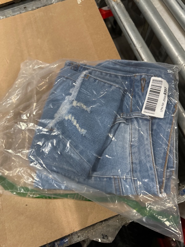 Photo 1 of EVALESS Womens Jeans Stretchy High Waisted Pull On Ripped Distressed Jean Tummy Control Straight Ankle Denim Pants Sky Blue Size 12