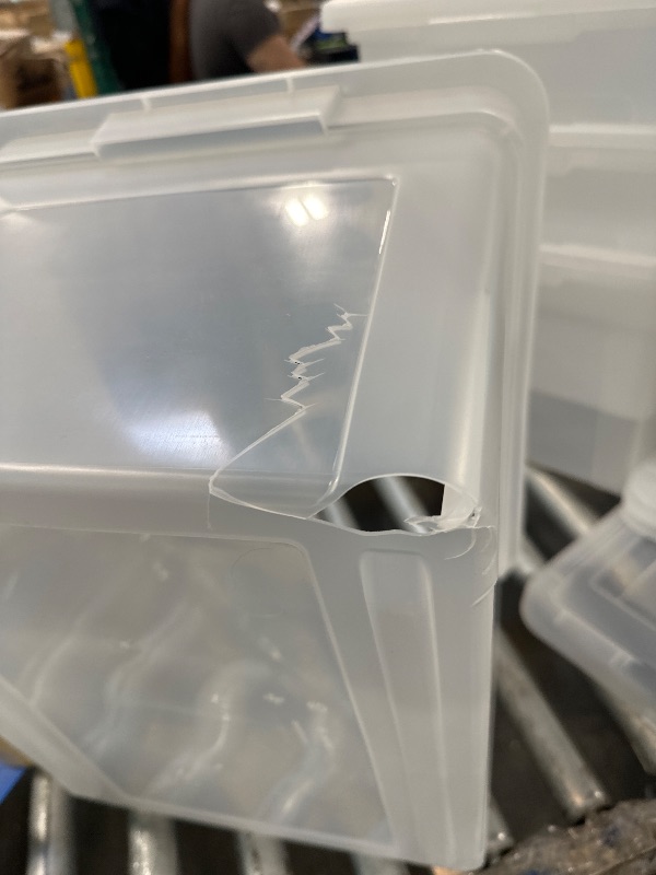 Photo 1 of *******BROKEN PARTS***********
IRIS USA File Box, Plastic File Organizer with Lids for Letter/Legal File, Portable Document Box For Moving, Storage Bin with Durable and Secure Lid, Stackable Nestable BPA-Free, Clear 35 Qt. 4 Pack
