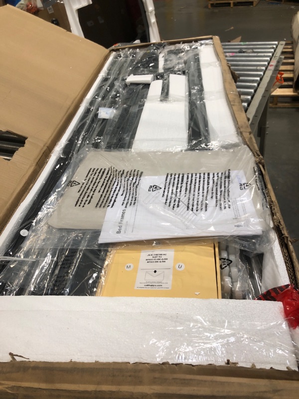 Photo 1 of Rolanstar Bed Frame Queen Size with Bookcase Storage Headboard, Slide Out Bedside Storage, Bed with Charging Station & LED Lights, Heavy Duty Metal Slats, No Box Spring Needed, Noise Free, Black