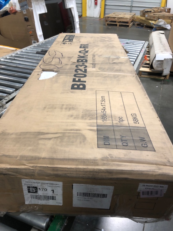 Photo 1 of Rolanstar Bed Frame Queen Size with Bookcase Storage Headboard, Slide Out Bedside Storage, Bed with Charging Station & LED Lights, Heavy Duty Metal Slats, No Box Spring Needed, Noise Free, Black