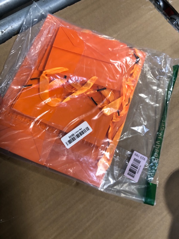 Photo 1 of **INCOMPLETE, SEE LIVE PHOTO** qiqee 10PCS Bright Orange Gift Bags with Ribbon Handles Mulit Assorted Sizes Gift Wide Bags (2pcs Large 13", 4pcs Medium 9.6", 4pcs Small 6.3"?22pcs Tissue Paper)