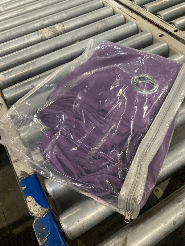 Photo 2 of Lavender Solid Full Blackout Curtain Heavy Linen Texture Window Treatment for Bedroom Thermal Insulated Noise Reduction Drapes 8 Grommets Top for Living Room with Liner, Purple, 50"x63", 2 Panels
