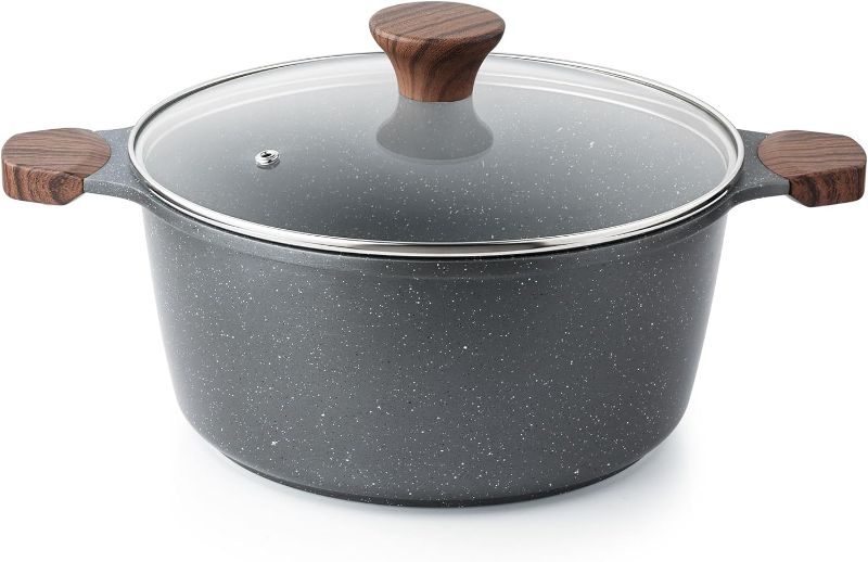 Photo 1 of ***RETAIL 50$*** SENSARTE Nonstick Stock Pot with Lid,  Induction Cooking Pot with Tempered Glass Lid, Stew Pot with Swiss Nonstick Granite Coating, PFOA PFOS APEO Free, Gray