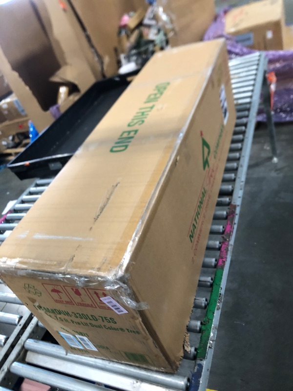 Photo 1 of *** LIGHTS DAMAGED ** National Tree Company 7.5 ft Pre-Lit Dunhill Fir Artificial Christmas Tree, 700 LED Lights, 2,514 Tips, Foot Pedal, 10 Light Functions, Includes Stand, Green