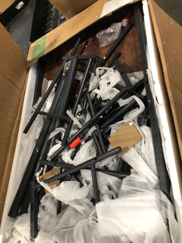 Photo 1 of ** MISSING SOME HARDWARE*** VECELO Kitchen Table and Chairs for 4, Dining Room Set with Chairs/Stools, Heavy-Duty Metal Frame with Wooden Tabletop for Small Spaces, Easy Assembly, Antique Brown