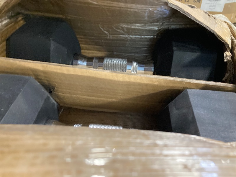 Photo 1 of *** just two weights*** Cap Barbell 150 LB Rubber Coated Hex Dumbbell Hand Weight Set with Vertical Storage Rack - Chrome Handle | Black Rack