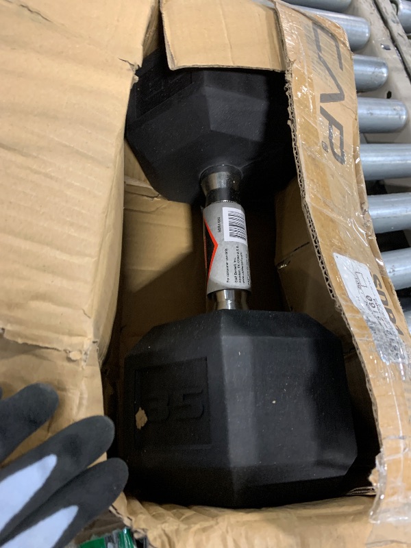 View 3 of ****ONLY 1******* CAP Barbell 35 LB Rubber Coated Hex Dumbbell Hand Weight | Chrome Handle