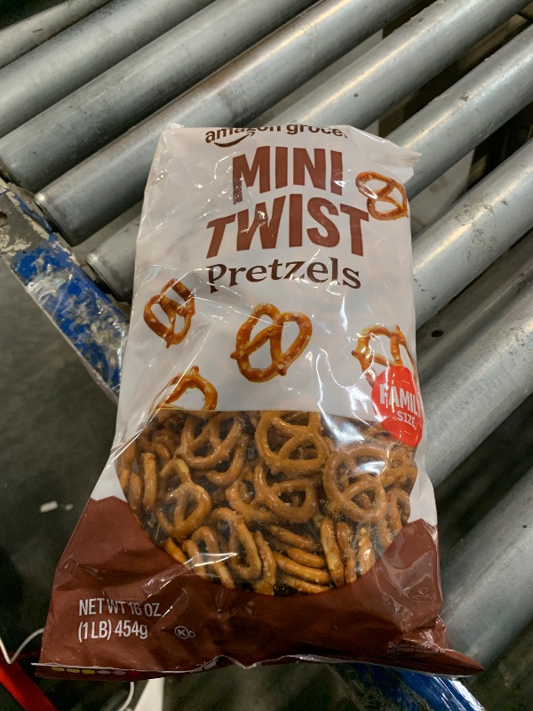 Photo 1 of ***EXPIRED DECEMBER 25 20225**** ***SIX PACK***** Amazon Grocery, Mini Twist Pretzels, 16 Oz (Previously Happy Belly, Packaging May Vary)