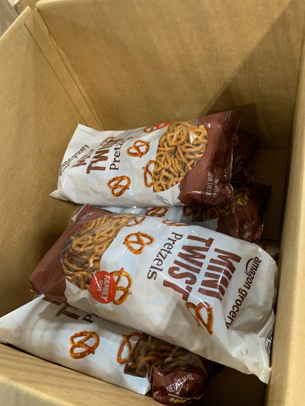 Photo 1 of ***EXPIRED DECEMBER 25 20225**** ***SIX PACK***** Amazon Grocery, Mini Twist Pretzels, 16 Oz (Previously Happy Belly, Packaging May Vary)