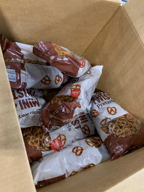 Photo 1 of ****EXP DECEMBER 25 2025***** SEVEN PACK**** Amazon Grocery, Mini Twist Pretzels, 16 Oz (Previously Happy Belly, Packaging May Vary)