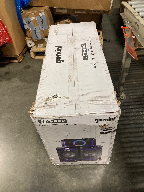 Photo 1 of *****MINOR SCRATCHES ON TOP OF SUBWOOFERS*****Gemini Bluetooth Stereo System for Home – 3000W Peak Power Dual 12” Subwoofers, FM Radio, LED Lights, USB, AUX, Optical Input – Ultimate Home Stereo Shelf System for Parties & Karaoke (GSYS-4800)