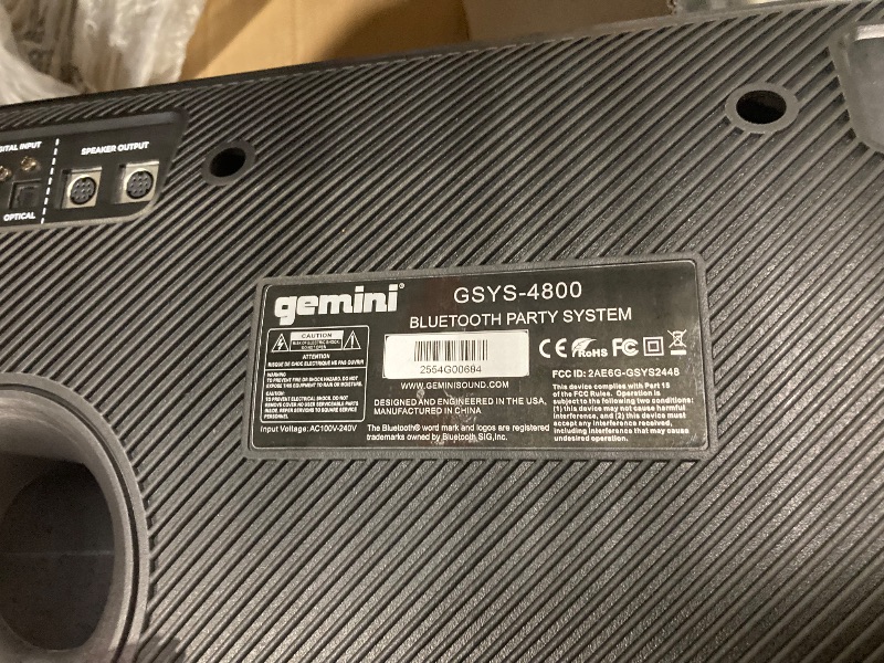Photo 1 of *****MINOR SCRATCHES ON TOP OF SUBWOOFERS*****Gemini Bluetooth Stereo System for Home – 3000W Peak Power Dual 12” Subwoofers, FM Radio, LED Lights, USB, AUX, Optical Input – Ultimate Home Stereo Shelf System for Parties & Karaoke (GSYS-4800)
